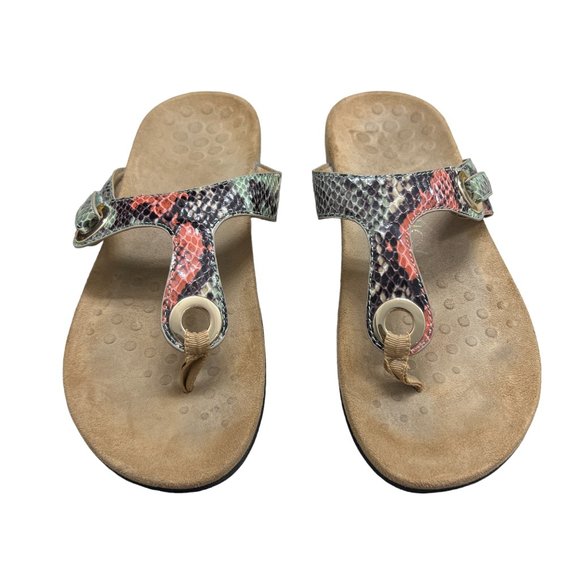 Vionic Shoes - Vionic Lana leather faux snake skin thong women's sandals size 9